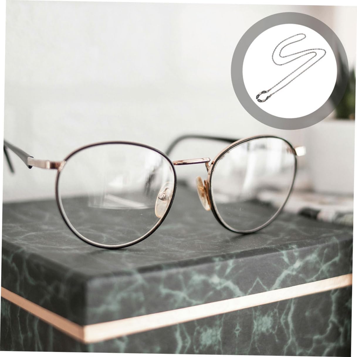 YARNOW 6pcs Metal Eyeglass Chain Stainless Steel Hollow Link Anti-slip Glasses Holder Necklace Strap for Women Men Work Travel Sports