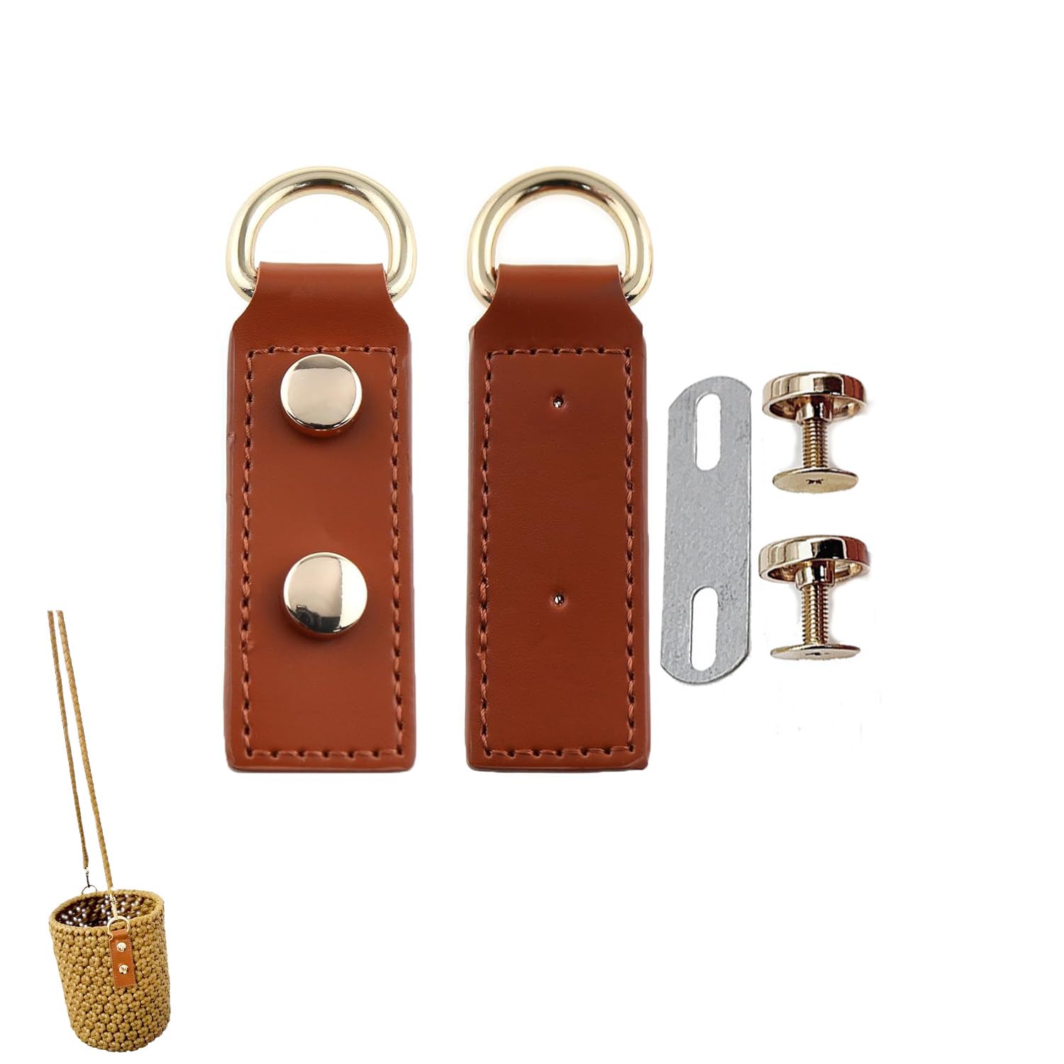 2 Pack Purse Strap Mount Hook with Screws Rectangle Leather Buckle Side D Ring Clips Replacement for Bag Shoulder Straps DIY Crossbody Handbag Handle Chain Belt-image-38