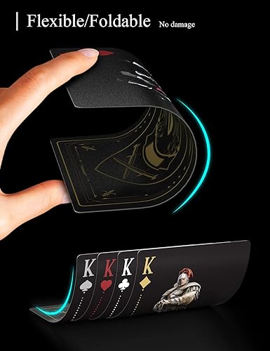 Vista 17 de ACELION Cartas de juego impermeables, cartas de plástico, baraja de cartas, tarjetas de póquer de regalo (negro)