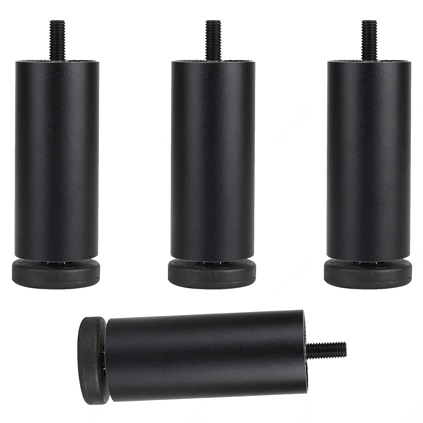 Regulowane śruby M8 nogi meblowe metalowe nóżki stołu zastępcze 4 szt. nogi biurka z regulacją wysokości 6 cm 25 cm idealne do kuchni i łazienki czarne 25 cm