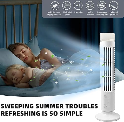 Miniatura 3 de DENGWANG Ventilador de torre sin hojas con luz nocturna de atmósfera, ventilador de torre sin aspas, ventilador de torre silencioso para dormitorio,