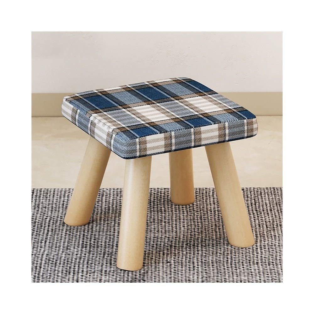Repose-pied simple en bois massif tabouret de canapé carré en tissu
