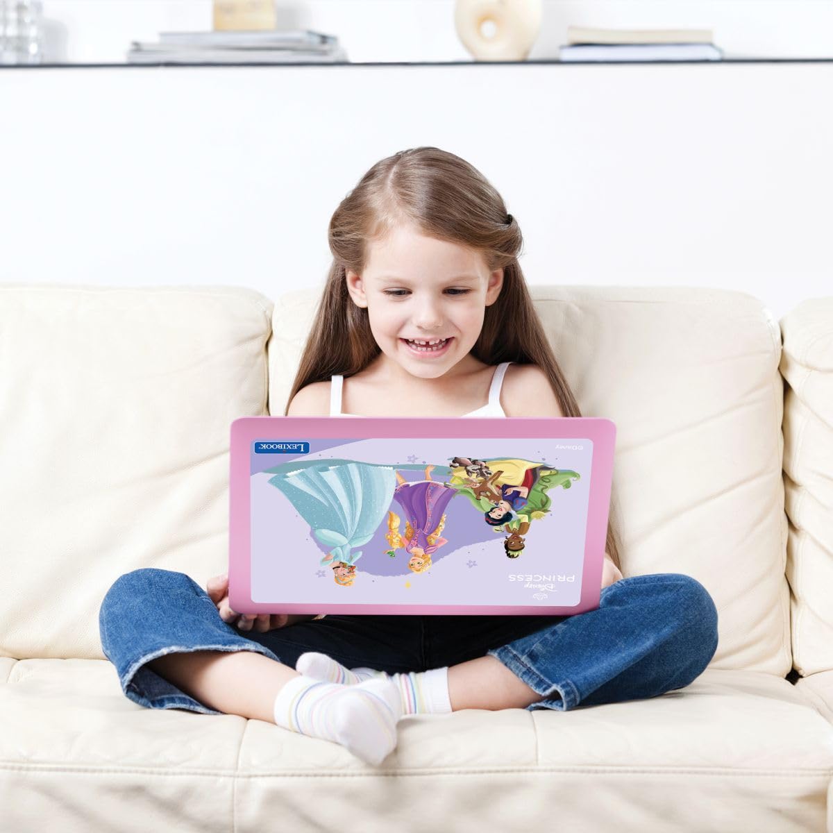 Lexibook, Disney Princesses Ordinateur Éducatif Enfant, JC601DPi1 | Anglais/Français, 164 activités, Jeux éducatifs, souris et clavier, Grand écran