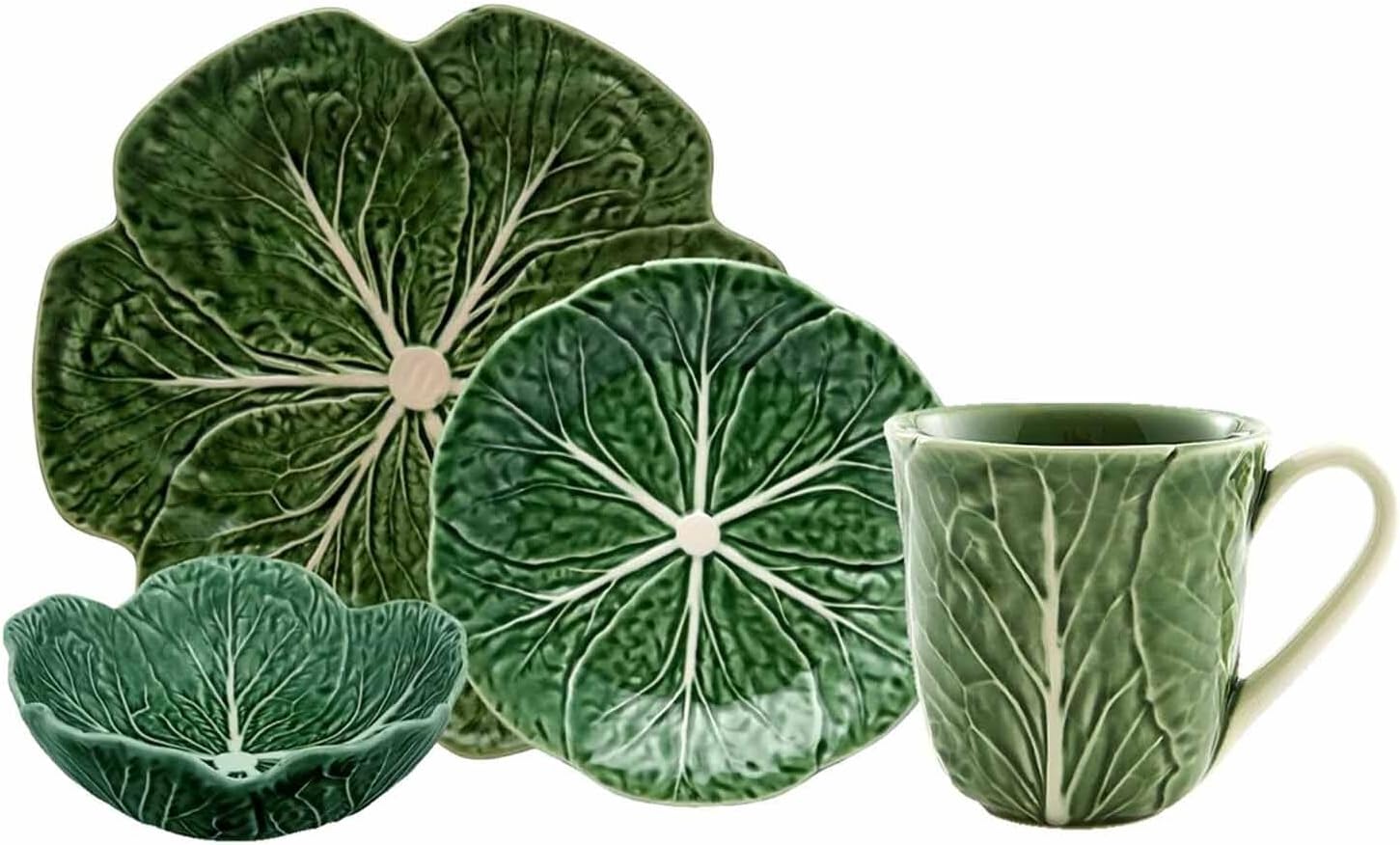 Green Cabbage Earthenware 4-Piece Dishware Set