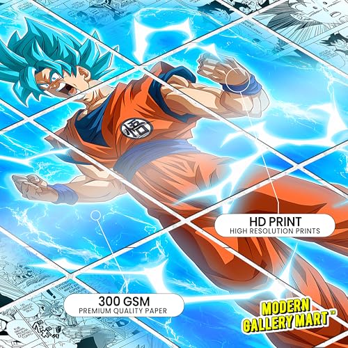 Image of MODERN GALLERY MART Pack of 20 Dragon Ball Goku Manga Poster | A4 Size Anime Wall Art (8.3 x 11.7 inch) | Manga Posters with Glue Dots | Anime Poster for Bedroom, Living Room, Office