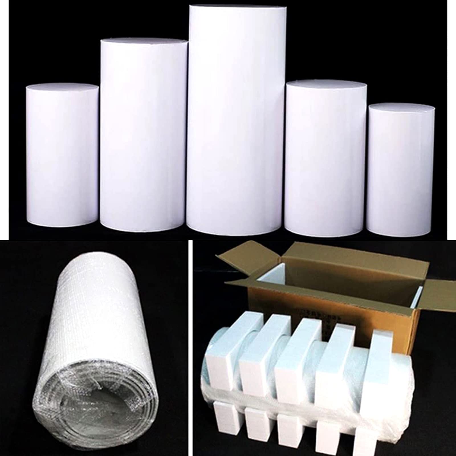 Soportes de Pedestal cilíndricos de 5 uds para Fiestas, baratijas de cumpleaños para Bodas, Velas de Flores, Decoraciones para Fiestas de Mesa de postres(Gold,Square Tube 5Pcs)