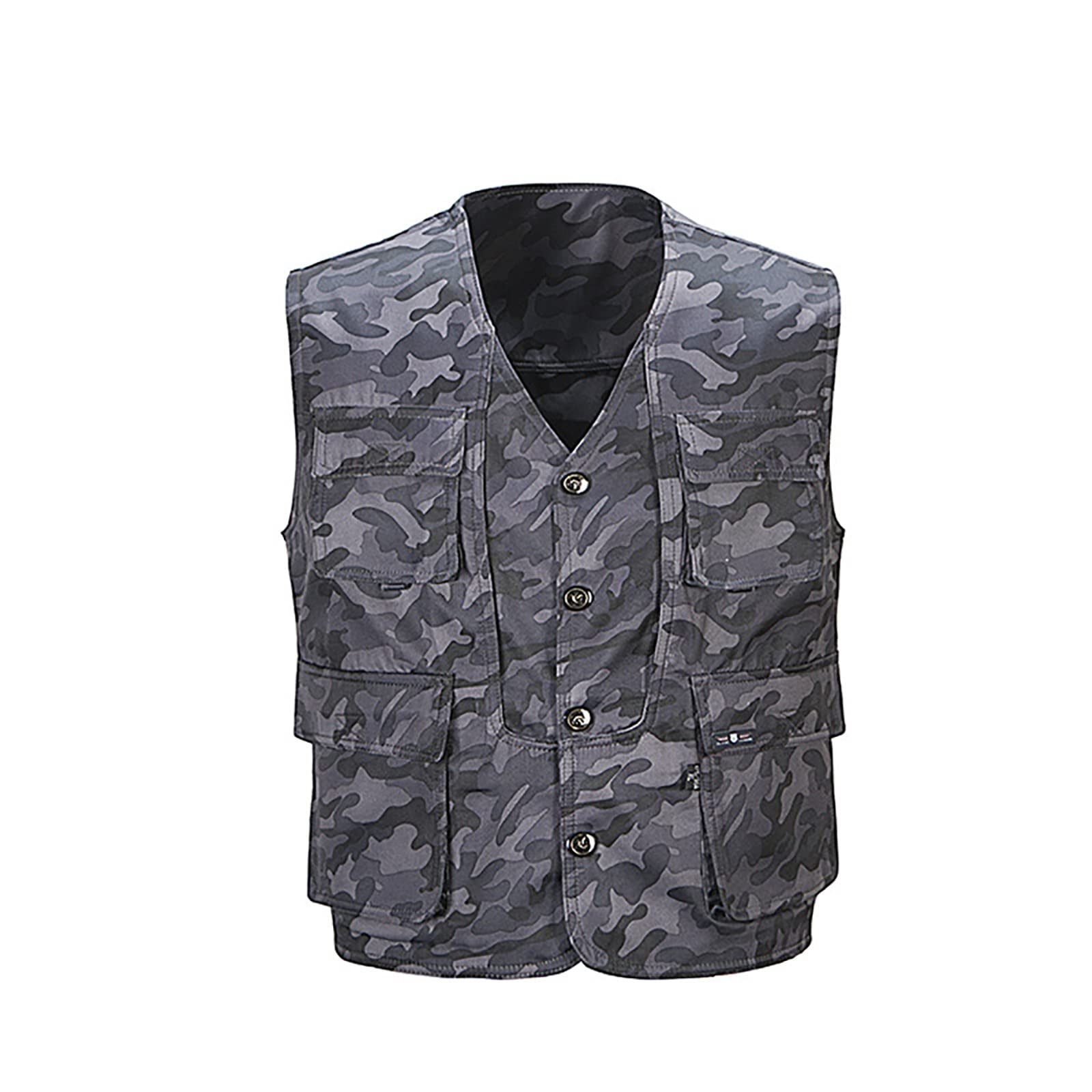 Camuffare Cotone Gilet da Pesca a Mosca All'aperto Gilet Pesca Senza Maniche Multi-Tasca Giubbino Pesca Panciotto Campeggio per la Fotografia in Campeggio Escursionismo Uomo Donna