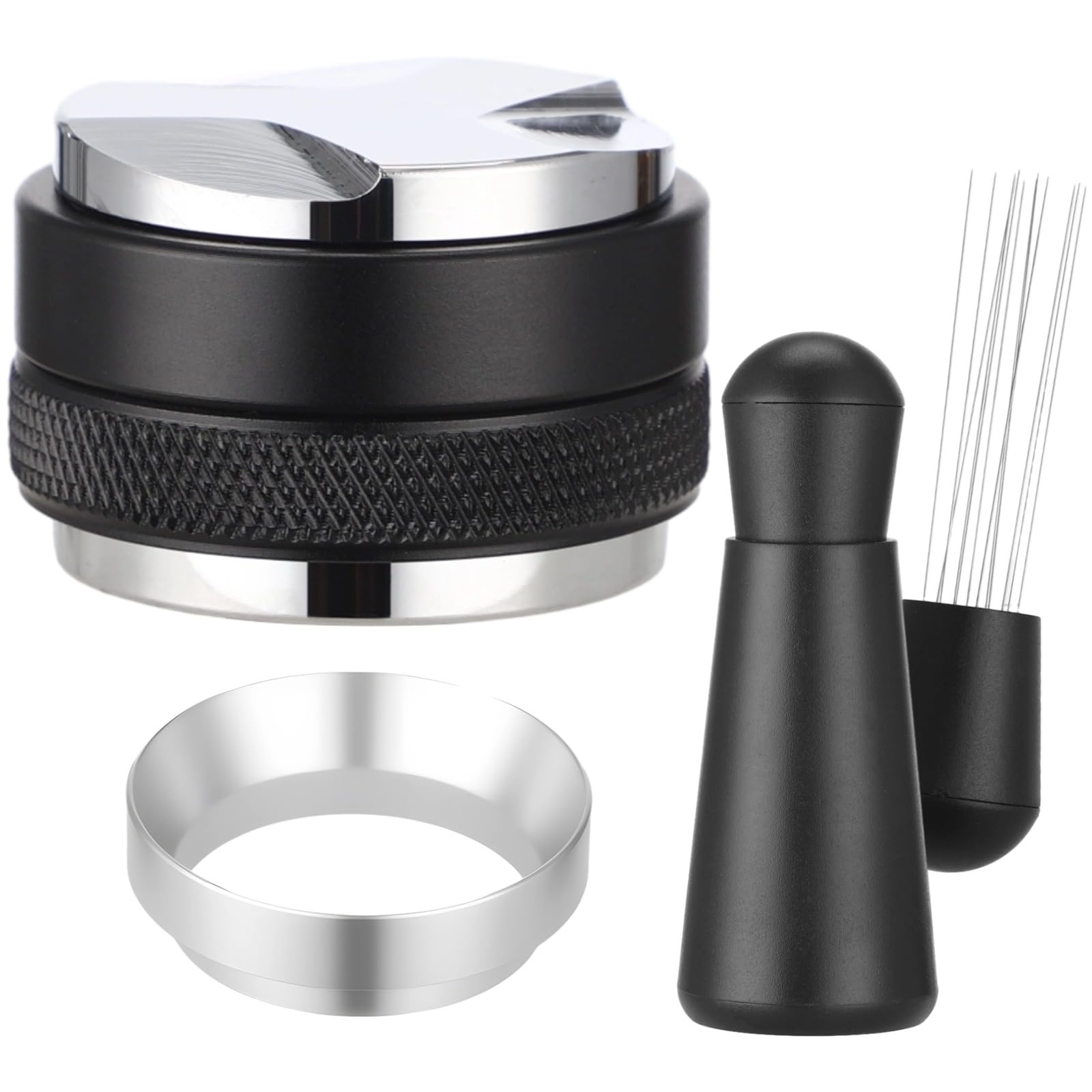 Kit di accessori per caffè espresso, distributore di caffè a doppia testa, strumento WDT a 12 pin, imbuto dosatore da 51 mm, set pressino per caffè espresso per amanti del caffè e baristi
