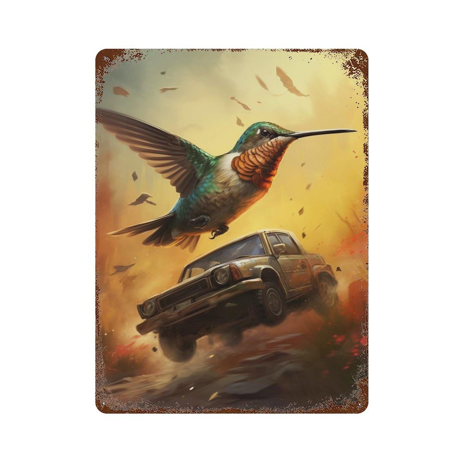 Bird in Flight Dynamics Decorative Tin Sign 15.7"x11.8", Old School Wall Decor for Garage, Pub Or Kitchen