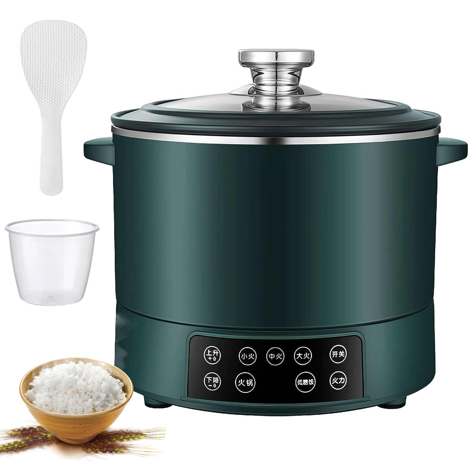 XNXYSMKJ Low Sugar Rice Cooker, 3L Low Carb Rice Cooker, Smart Touch Control & 12H Delay Timer, for Family Use, Weight Loss Diets.Versatile Cooking SystemS (Green)