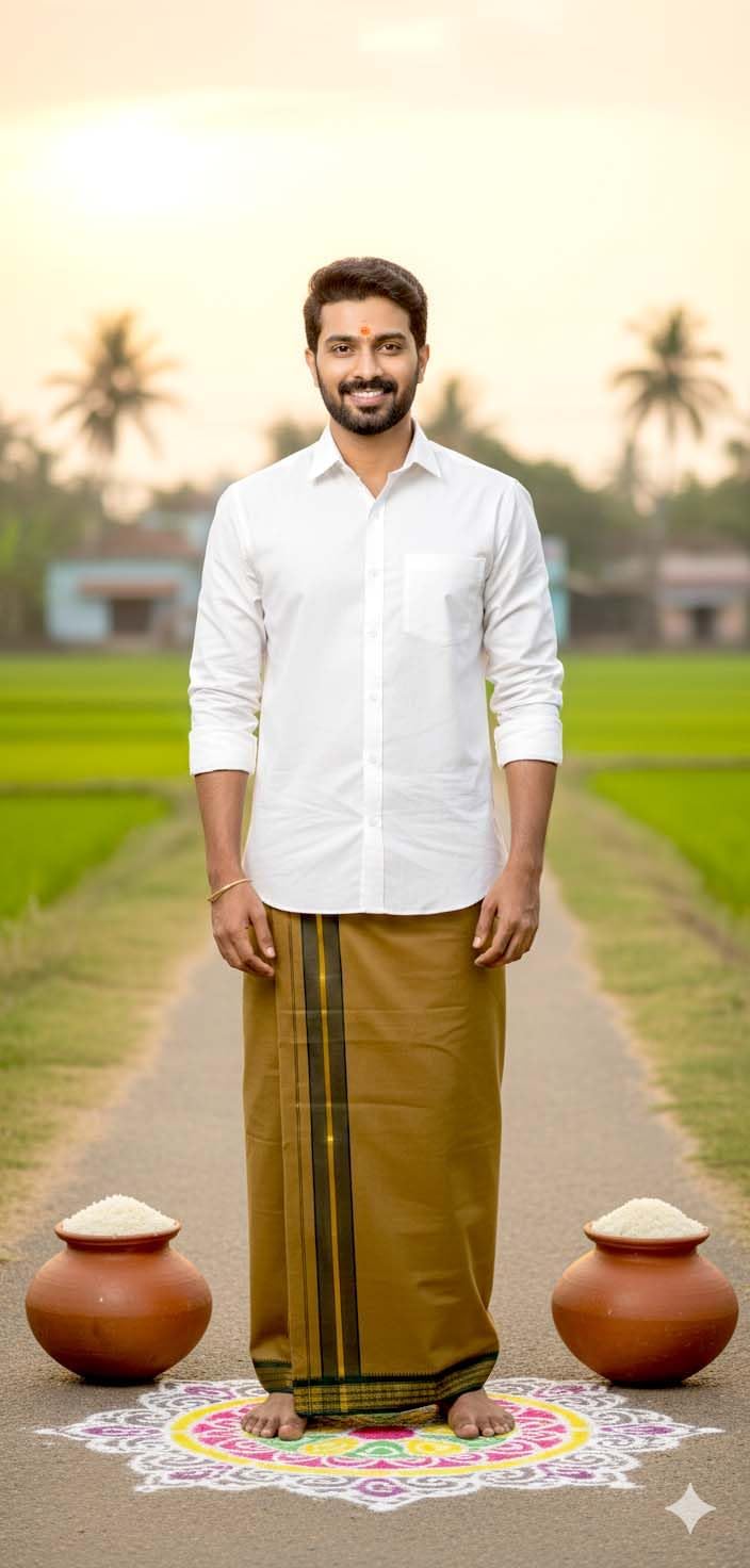 Cotton Dhoti for Men Mundu Vesthi 2 Meter South Indian Sari Border Color Dhoti Festival Onam Pongal Deepavali