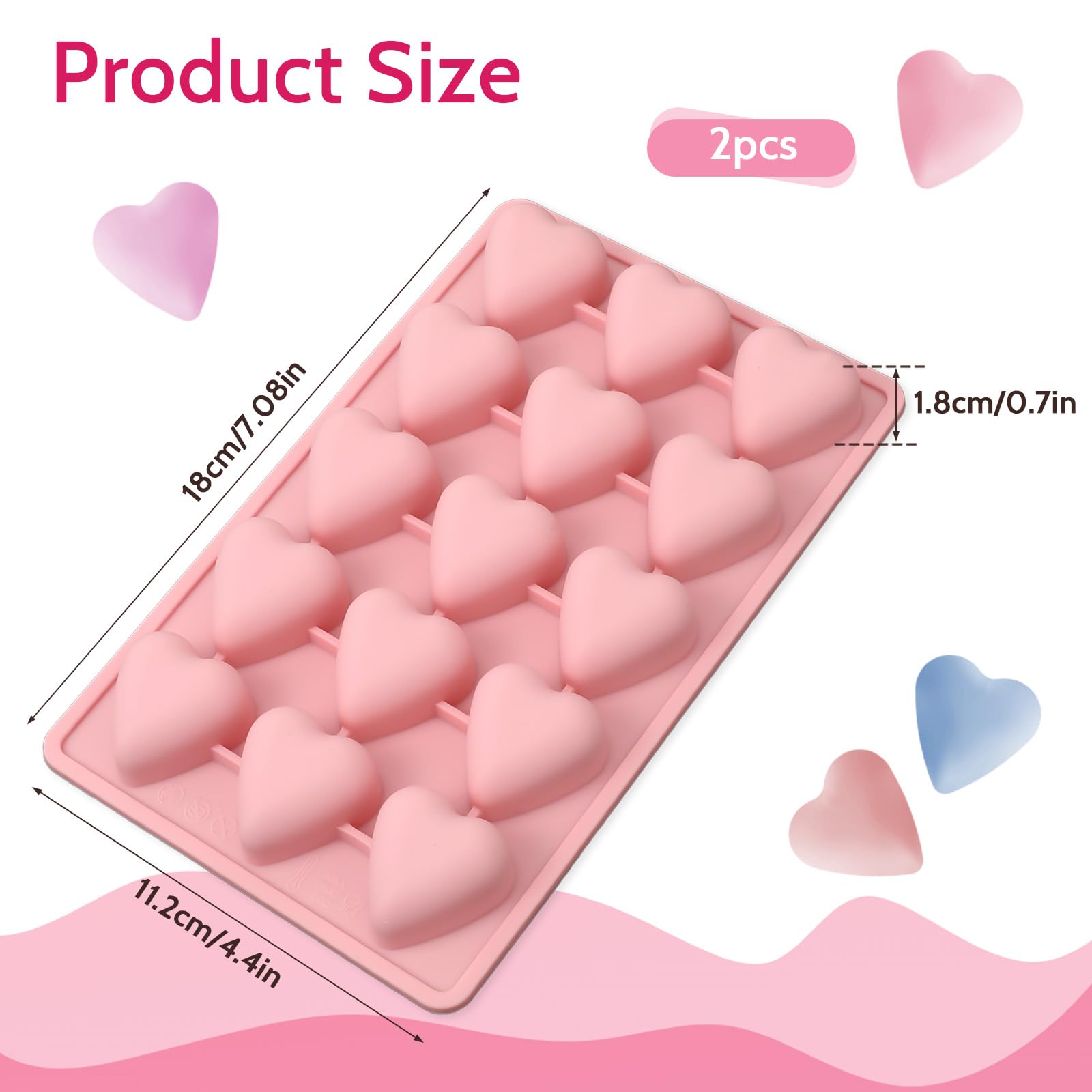 Molde De Silicona Con Forma De Diamante Y Corazones 3D | 15 Cavidades Para Chocolate, Cubitos De Hielo O Jabón | Antiadherente Y Fácil De Limpiar
