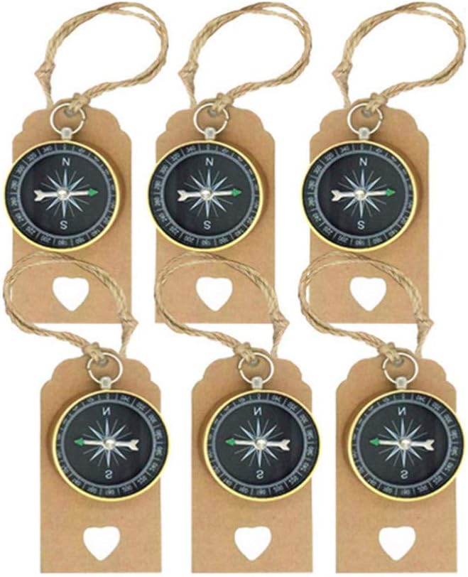 Steampunk Compass Wedding Favors 30Sets Compass Souvenir with Kraft Tags for Travel Themed Birthday Wedding Party Decorations Nautical Christmas Ornaments Decorative Labels