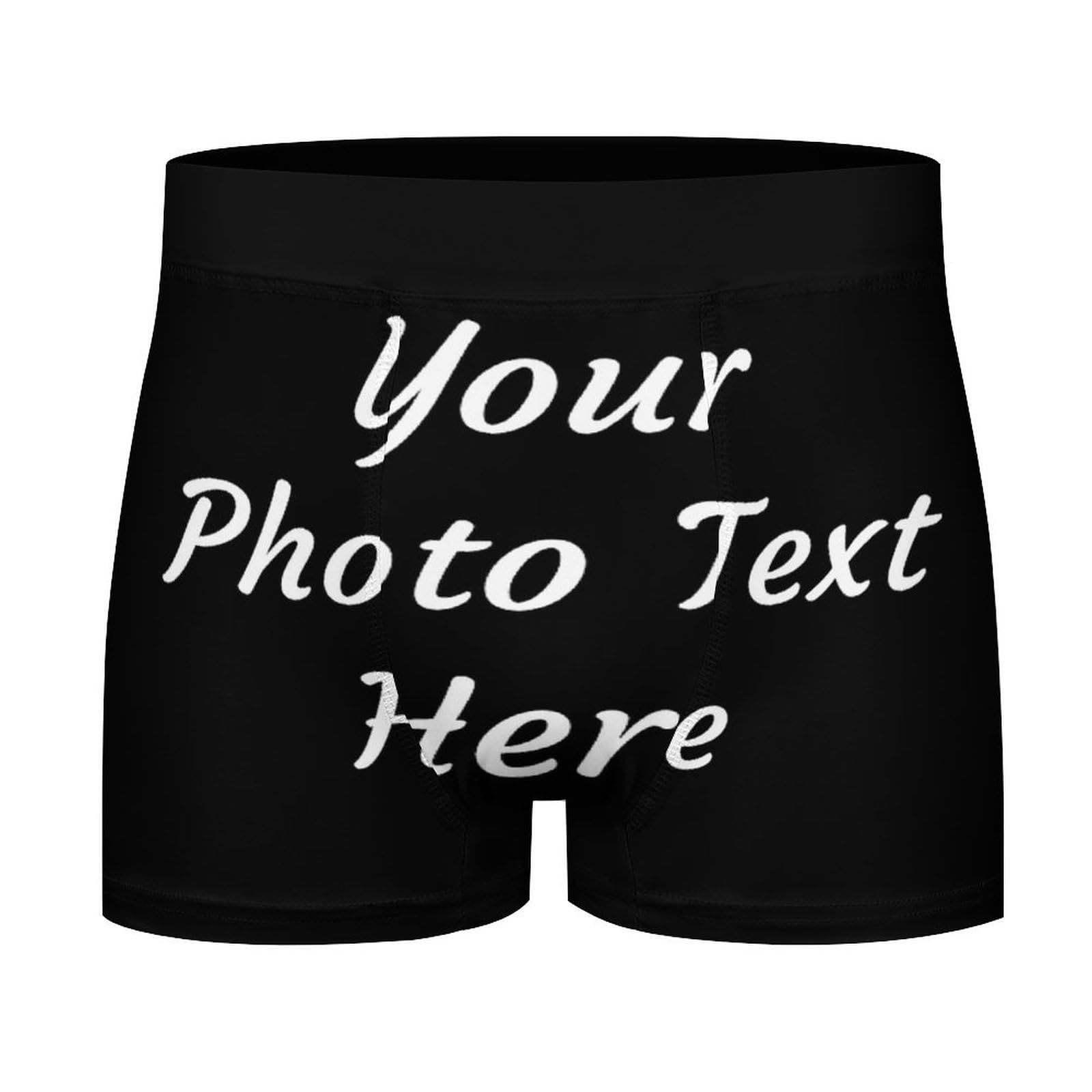 NLWQEKV Personalised Men's Boxer Briefs with Photo Text, Custom Underwear for Men Boyfriend Husband, Personalised Novelty Boxer Shorts Underpants, Personalised Gifts for Men Boyfriend