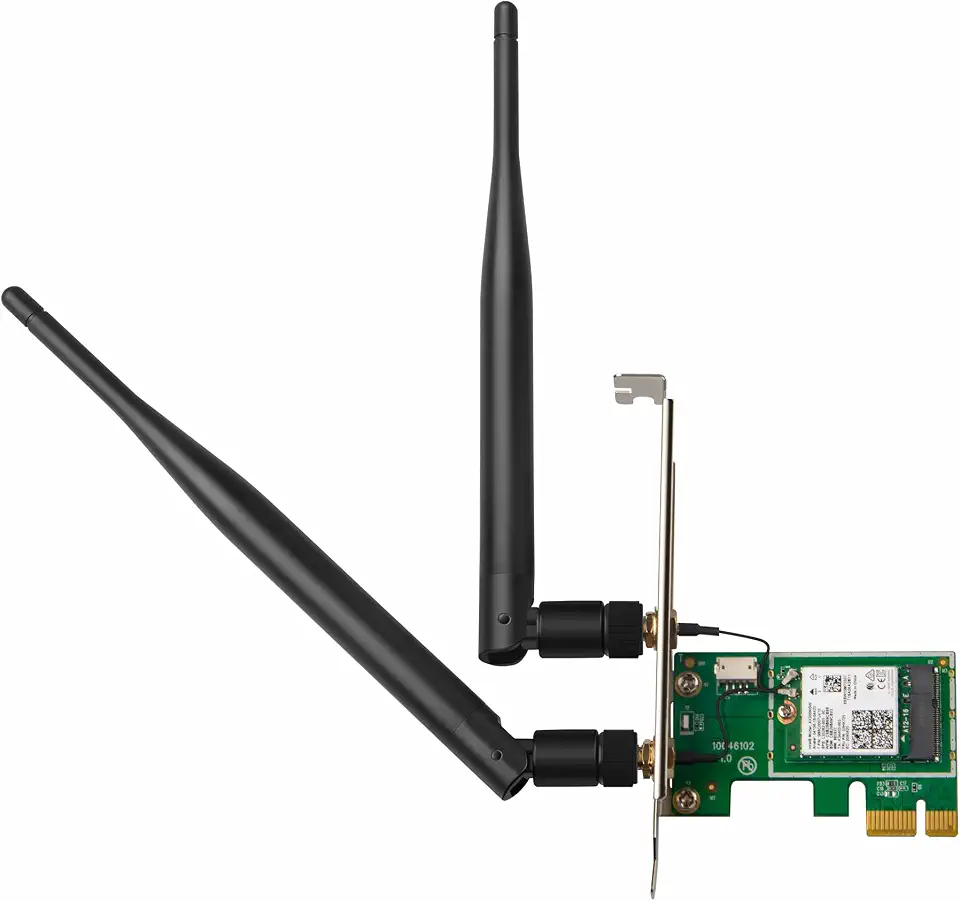 Tenda E30 WLAN Card WiFi 6 AX3000 - WLAN Bluetooth 5.0 Card - Dual Band WLAN PCIe Card (2402 Mbps to 5GHz, 574 Mbps on 2.4GHz) - 2 Removable 5dBi Antennas - Compatible with Windows 10