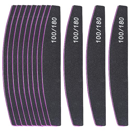 Nail Files 12Pcs Professional Nail Files Set 100/180 Grit Double-Sided Emery Board Nail File Washable Nail Files Tools for Manicure (Black)