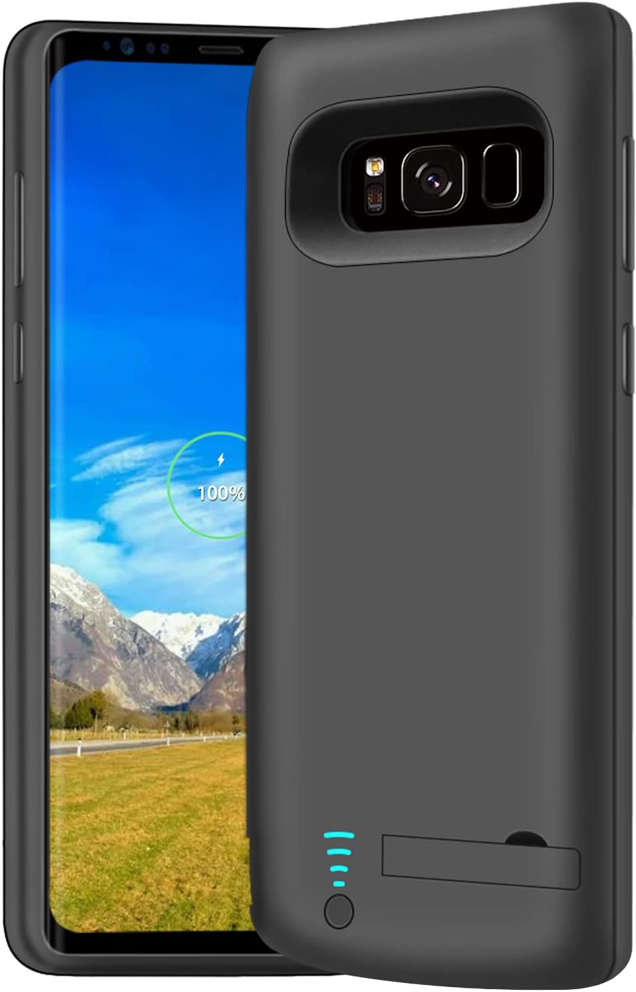 Battery Case for Samsung Galaxy S8, 5000mAh Rechargeable Extended Battery Charging Case with Kickstand Black