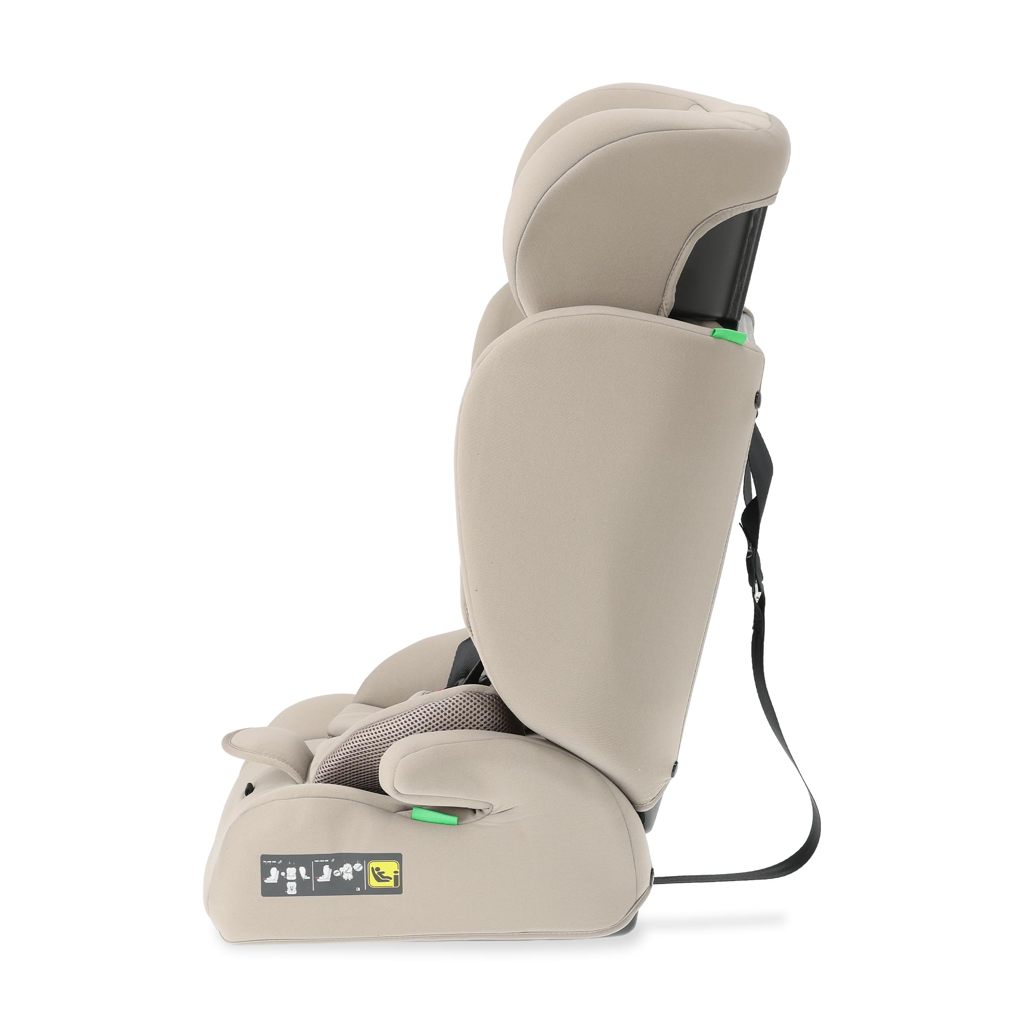 Deryan Carter i-Size - Asiento infantil para coche (75 – 150 cm, grupo 1/2/3, con cinturón de fijación, protección contra impactos laterales, reposacabezas ajustable, funda extraíble, 1,5 a 12 años