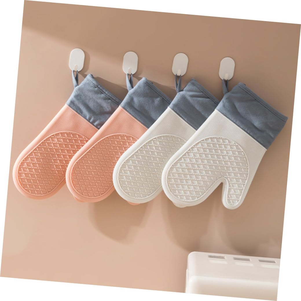 2stücke Silikon-ofenhandschuhe Hitzebeständige Fäustlinge Für Backofen Und Mikrowelle Wärmeisolierend Leicht Zu Waschen Und Aufzubewahren