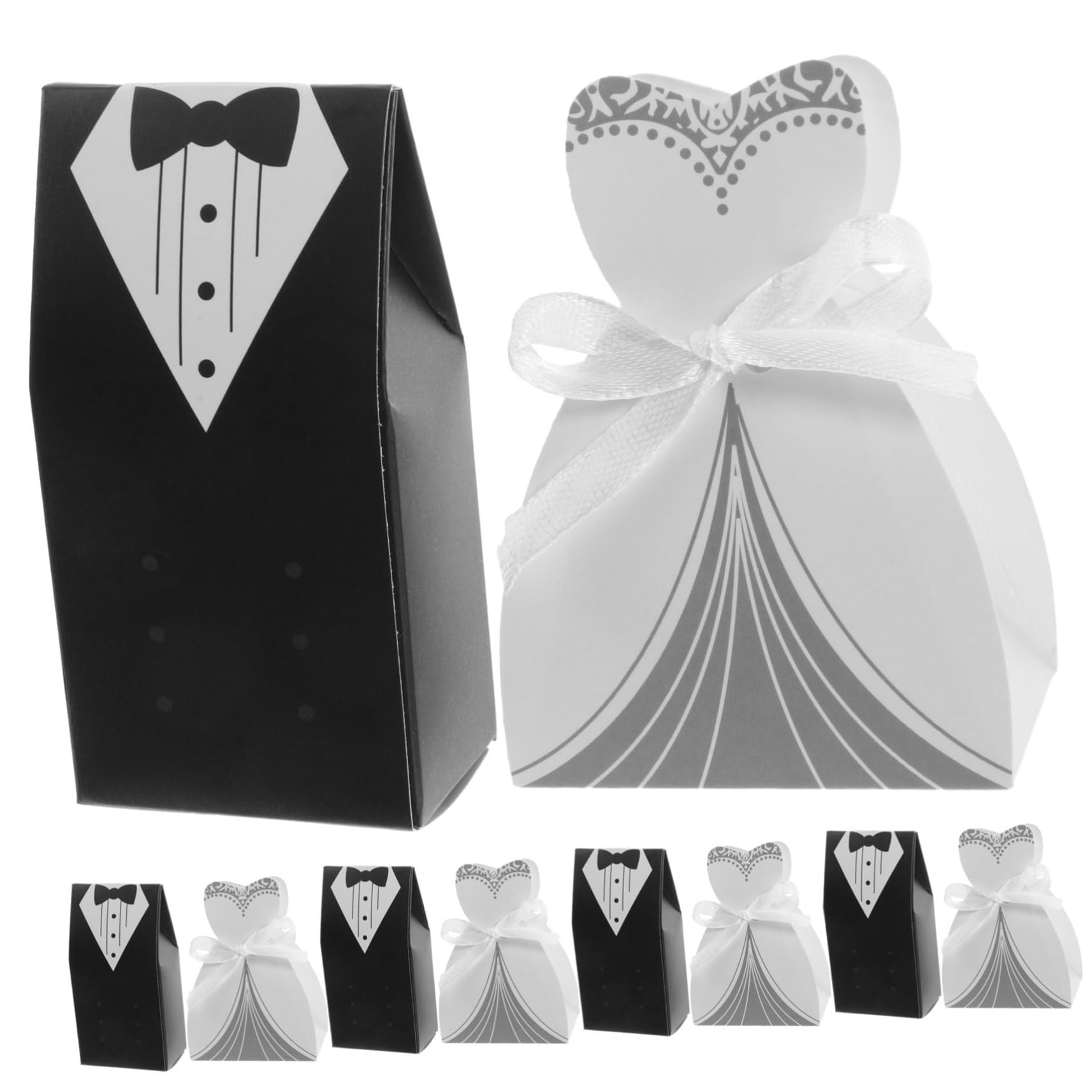 WHAMVOX 200 Stück Hochzeit Süßigkeiten Geschenkboxen aus Papier Elegante Braut und Bräutigam Form Robuste Klappboxen als Tischdeko und Gastgeschenk für Hochzeitsfeier Vielseitig Einsetzbar