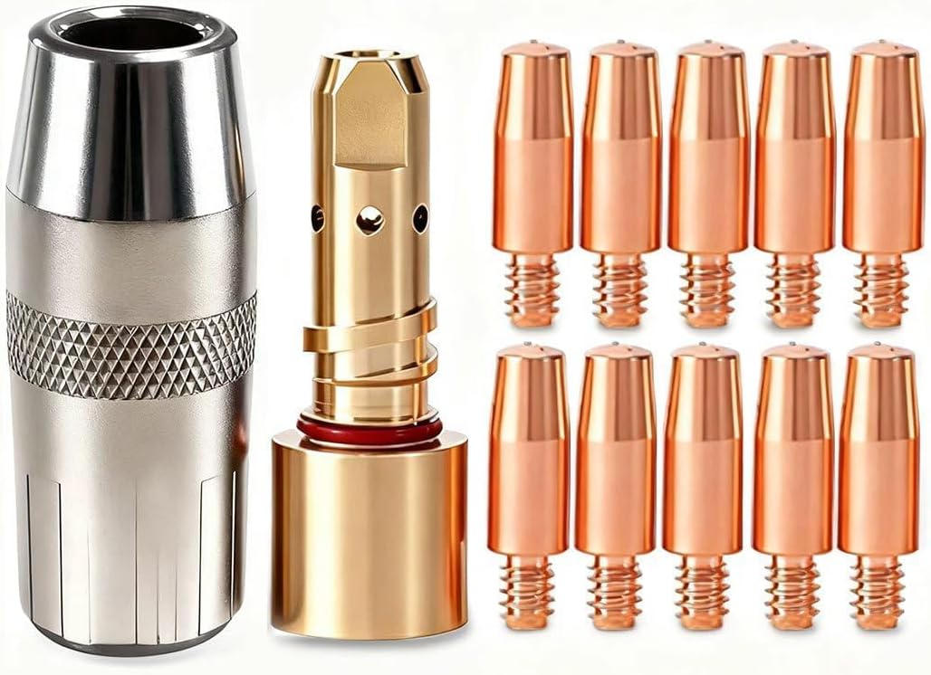 12-PK MIG Welding Gun Kit with .035" Tips - Nozzles - Diffusers Compatible with Lincoln Magnum PRO 250L/300L (12PK KP2744-035 KP2746-1 KP2742-1-50F Kit)