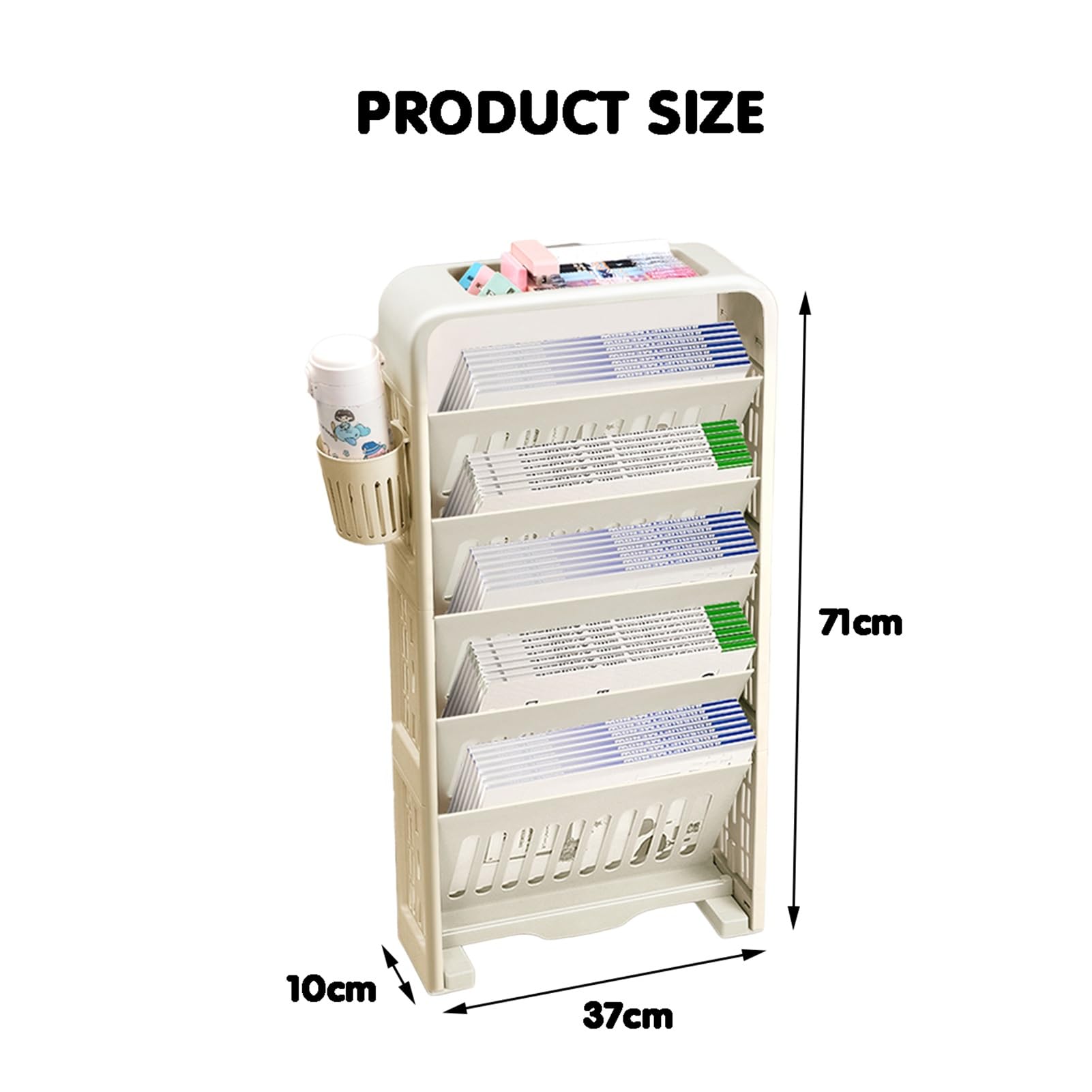 Półka na kółkach Ruchomy wózek z półką książki Obrotowy i zdejmowany plastikowy wielofunkcyjny biurko Organizer kółkami(White)