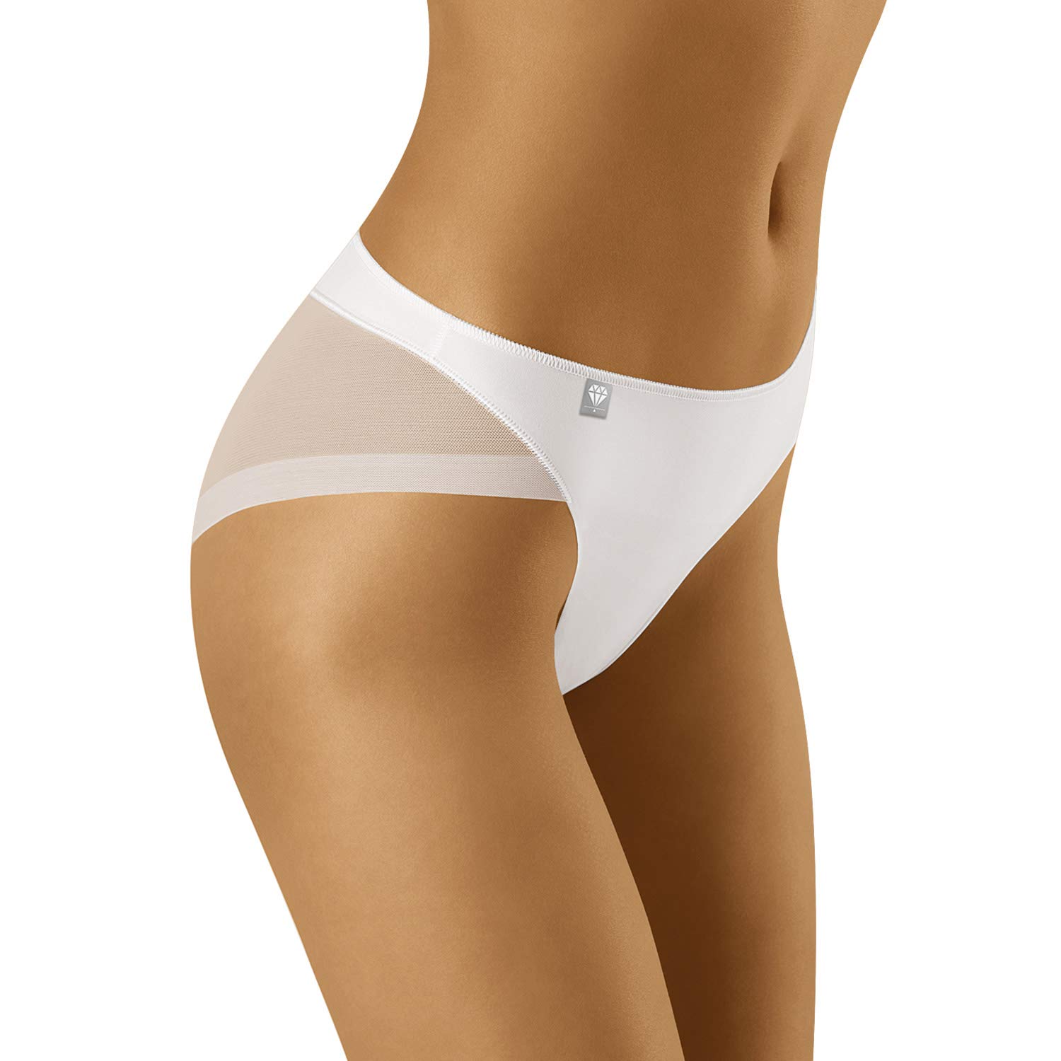 Wolbar Women's Mesh Sheer Briefs Diamond 3517, White,S