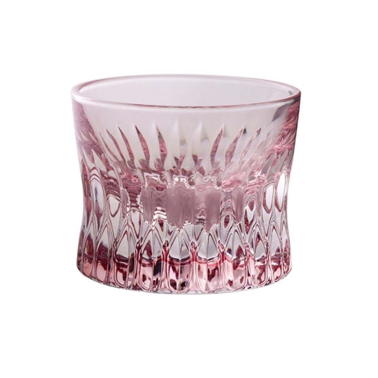 Vaso de whisky rosa antiguo tallado a mano con fondo grueso de alta densidad