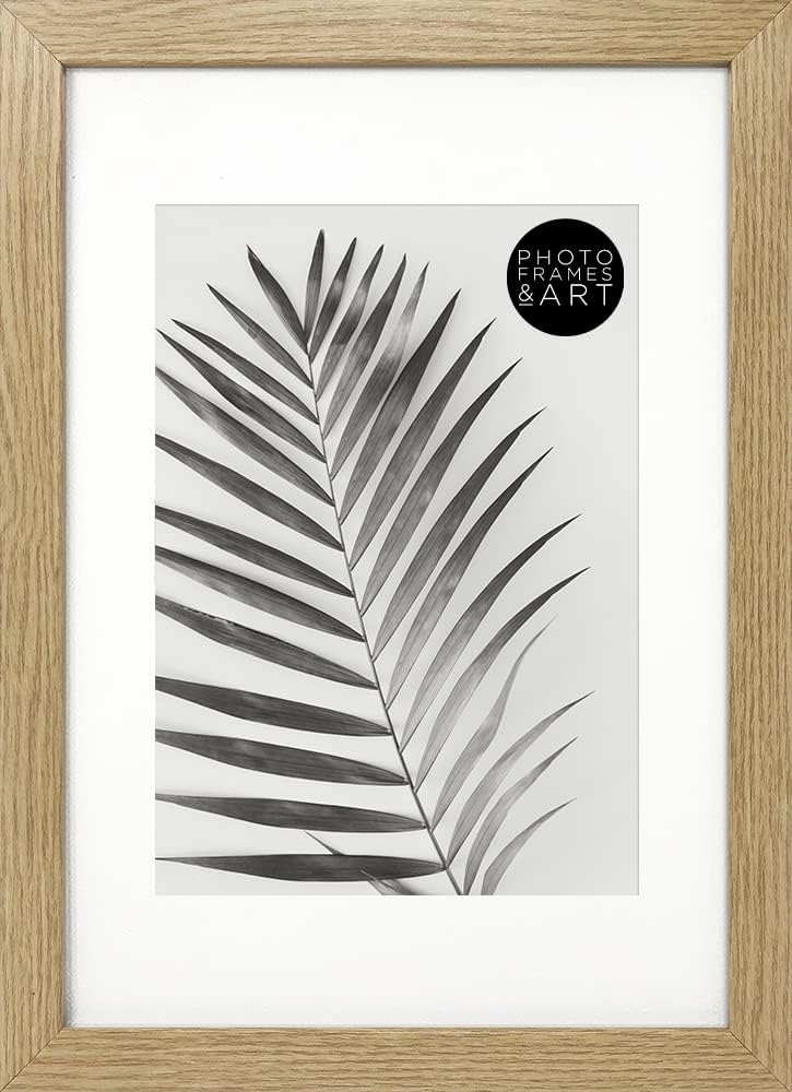 REAL GLASS A4 With White Mount For A5 Photo Oxford Oak Wood Effect