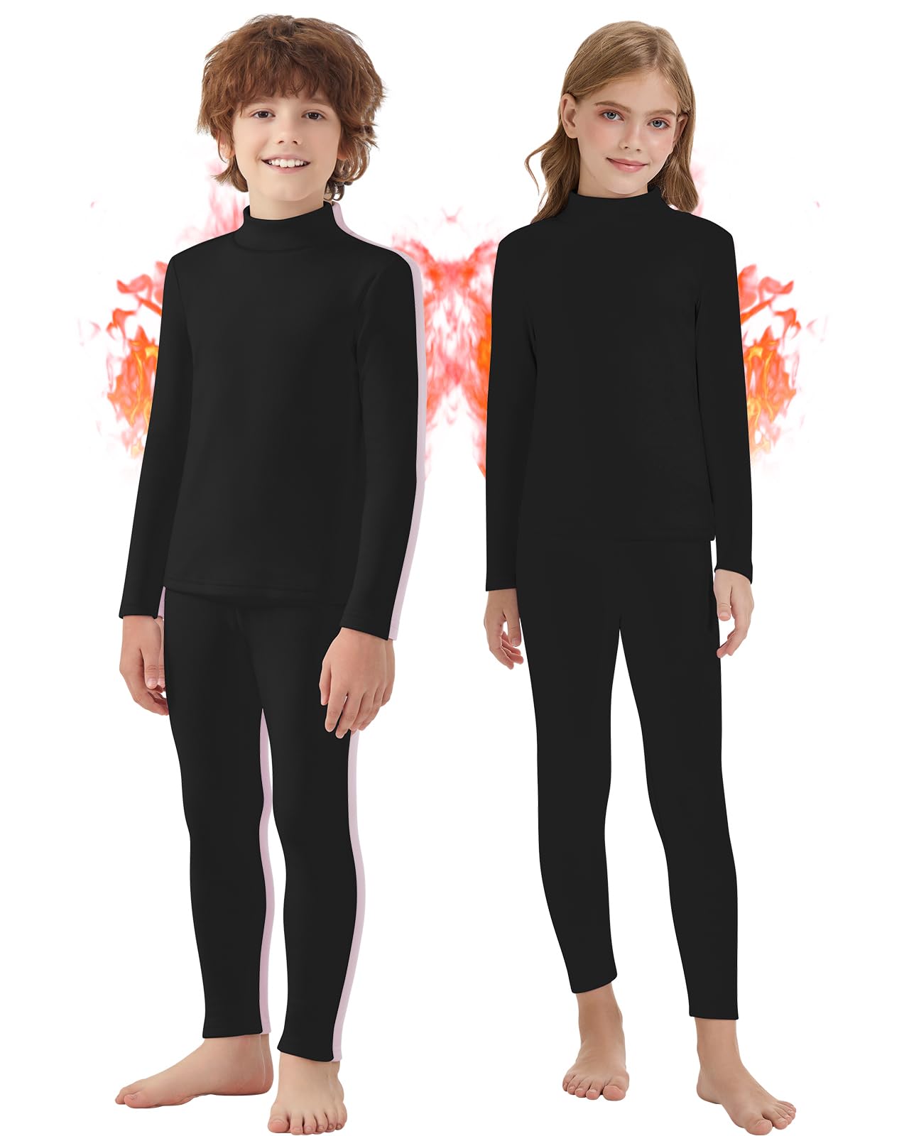 Thermounterwäsche Kinder Funktionsunterwäsche Junge Skiunterwäsche Mädchen Winter Atmungsaktiv Thermowäsche Set Warm Funktionswäsche Thermo Unterwäsche Thermounterhemd für Kinder
