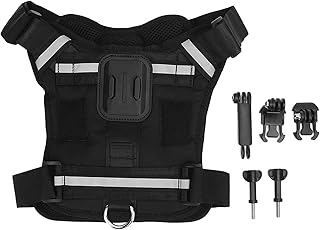 Dog Harness Mount for Action Camera, Double Mounting Options Chest Back Strap Belt Pet Vest, Adjustable Straps, for Dogs W...