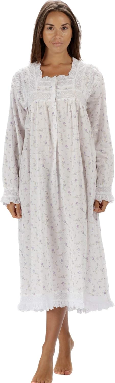The 1 for U Womens Long Nightgowns - Nightgowns for Women, Henrietta 100% Cotton Gown
