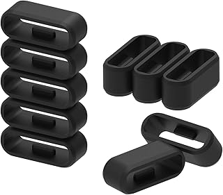 Strap Loop Fastener Rings Compatible with Garmin Venu 2s/ Vivosmart HR & HR+ /Approach X10 & X40/ Vivomove 3s/ Vivoactive 4s/ Vivosport/ Vivosmart Strap Keeper Silicone Security Loop (11 of Pack, Black)
