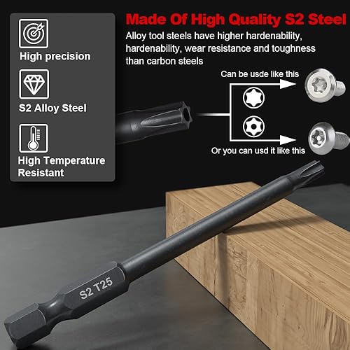 Miniatura 5 de Juego de 10 puntas Torx de 3.52 pulgadas, juego de puntas de destornillador Torx de 3.52 pulgadas, resistentes a los impactos, antideslizantes,