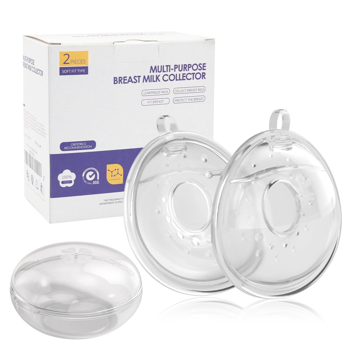 SNOWIE SOFT® 2-Pack Reusable Nipple Caps for Breastfeeding Mothers Food Grade BPA -Free Silicone & PP Material, Wearable Leak-Proof Breast Milk Collector Shell for On The Go, 160ml-image-17