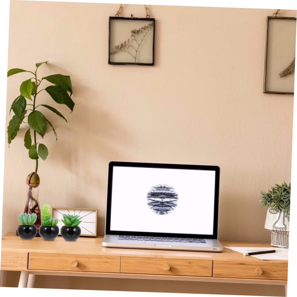 Cabilock Mini Bonsaï de Succulentes Artificielles en Pot Noir 4 Pièces