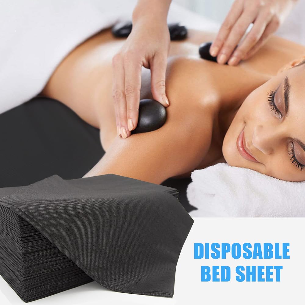 Einweg Bettlaken 80x180cm Schwarz für Massageliege Schönheitssalon SPA Krankenhausbetten Tattoo Hotels 50 Stück