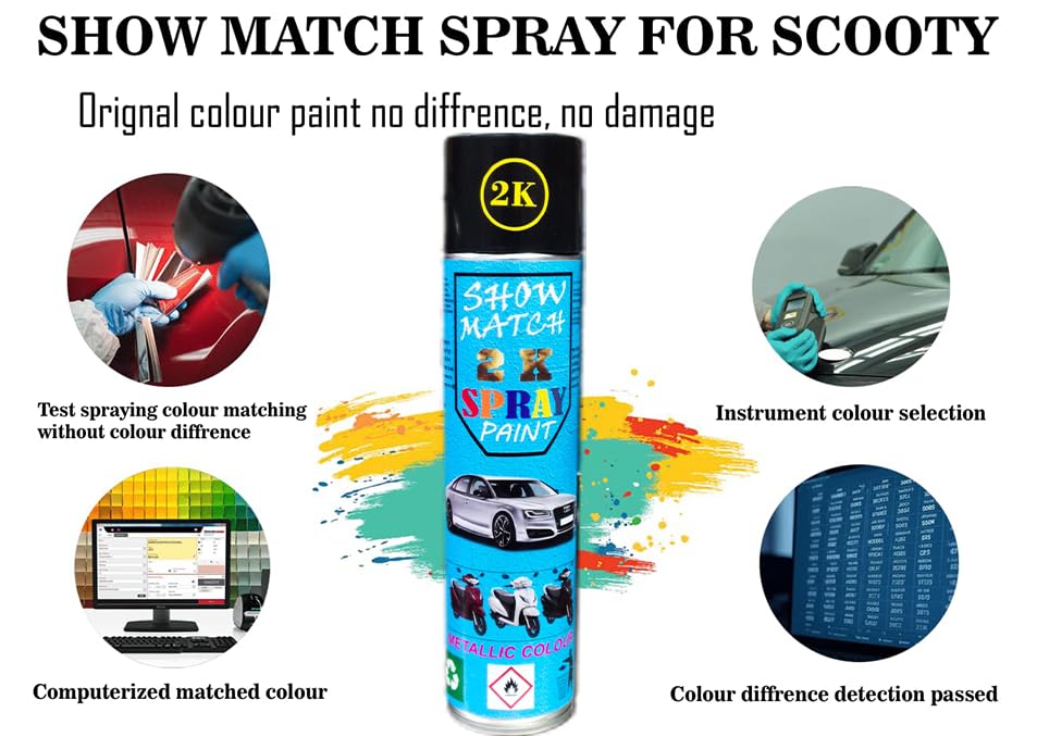 Image of Show Match 2k Scooter Spray Paint + Clear Coat compatible with (TVS Jupiter 125) (Titanuim Grey)