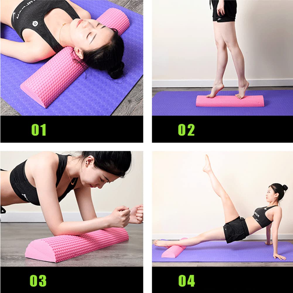 Rullo per Pilates in Schiuma Eva, Semi-Rotondo Roller per Automassaggio Rilascio Miofasciale Fitness Yoga Massaggi Schiena Gambe - Foam Roll Esercizi