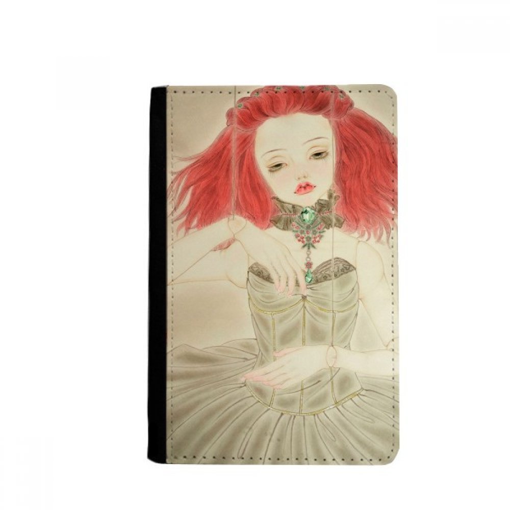 Puppet Doll Chinese Style Watercolor Passport Holder Notecase Burse Wallet Cover Card Purse