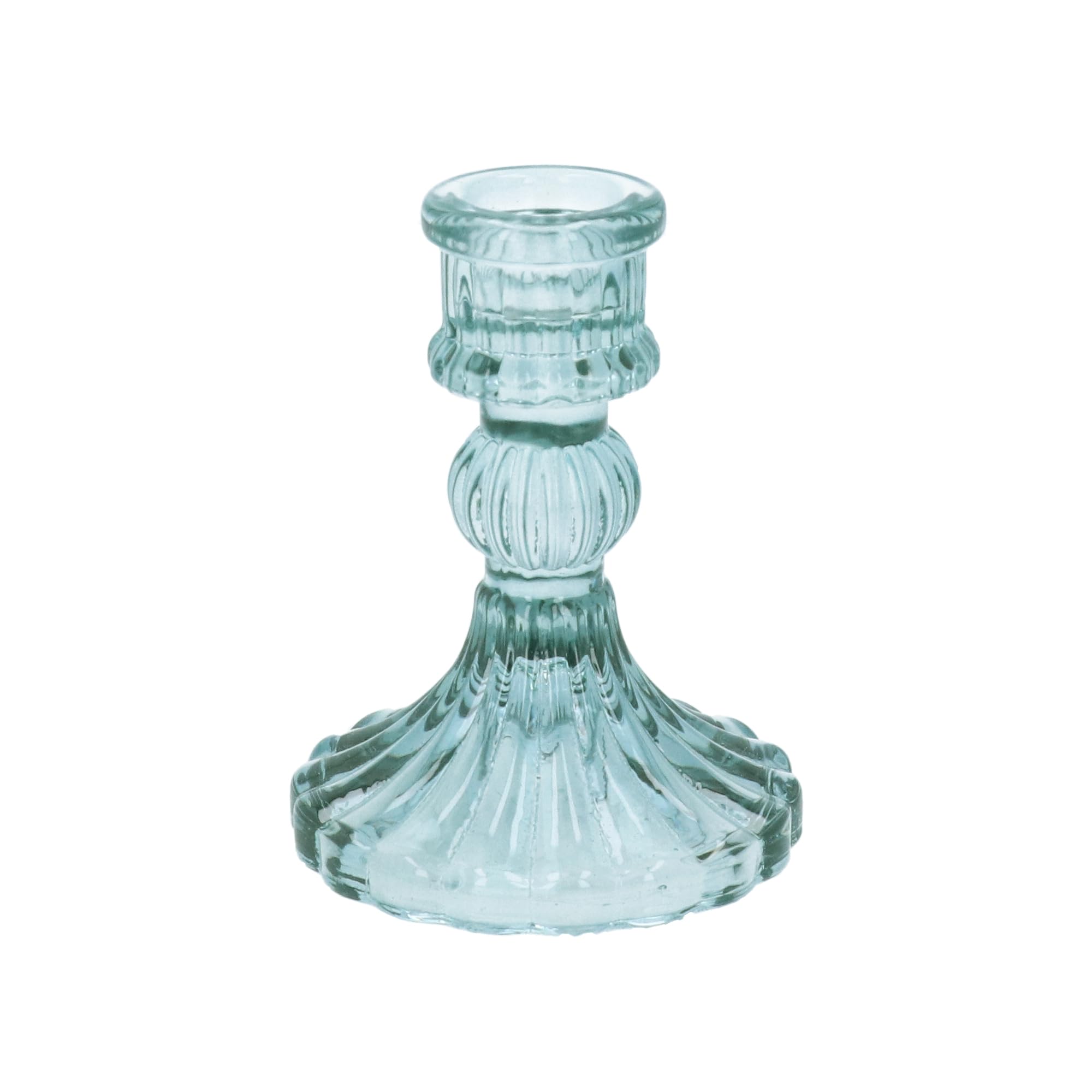 Gisela Graham Blue Cut Glass Candlestick, Small, 10Cm