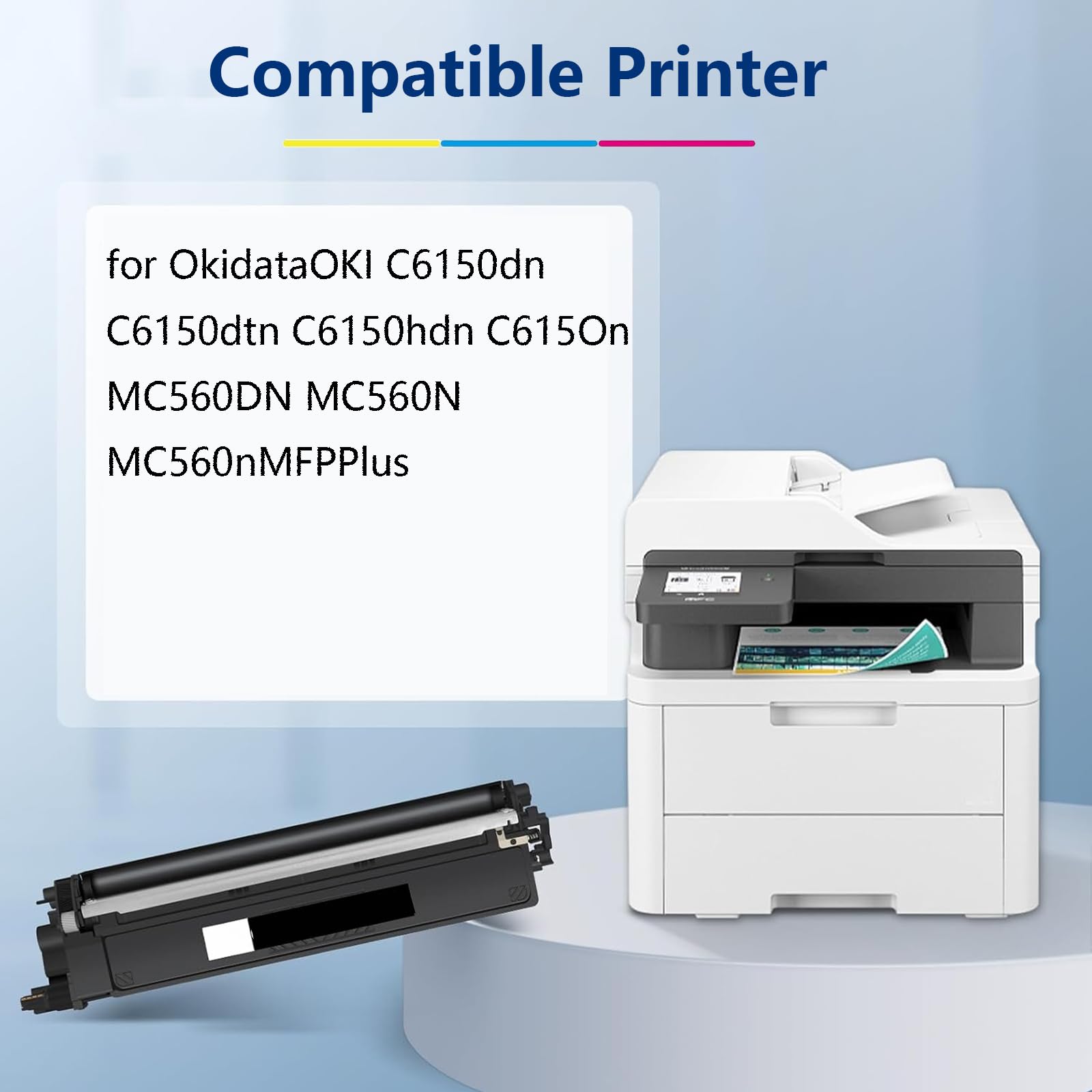 6150 Cartuccia Toner ad alta Capacità di Ricambio per OKI C6150dn C6150dtn C6150hdn C6150n MC560DN MC560N MC560nMFPPlus Stampanti, Stampa ad alta Definizione, 8000 Pagine,Black-1 pack