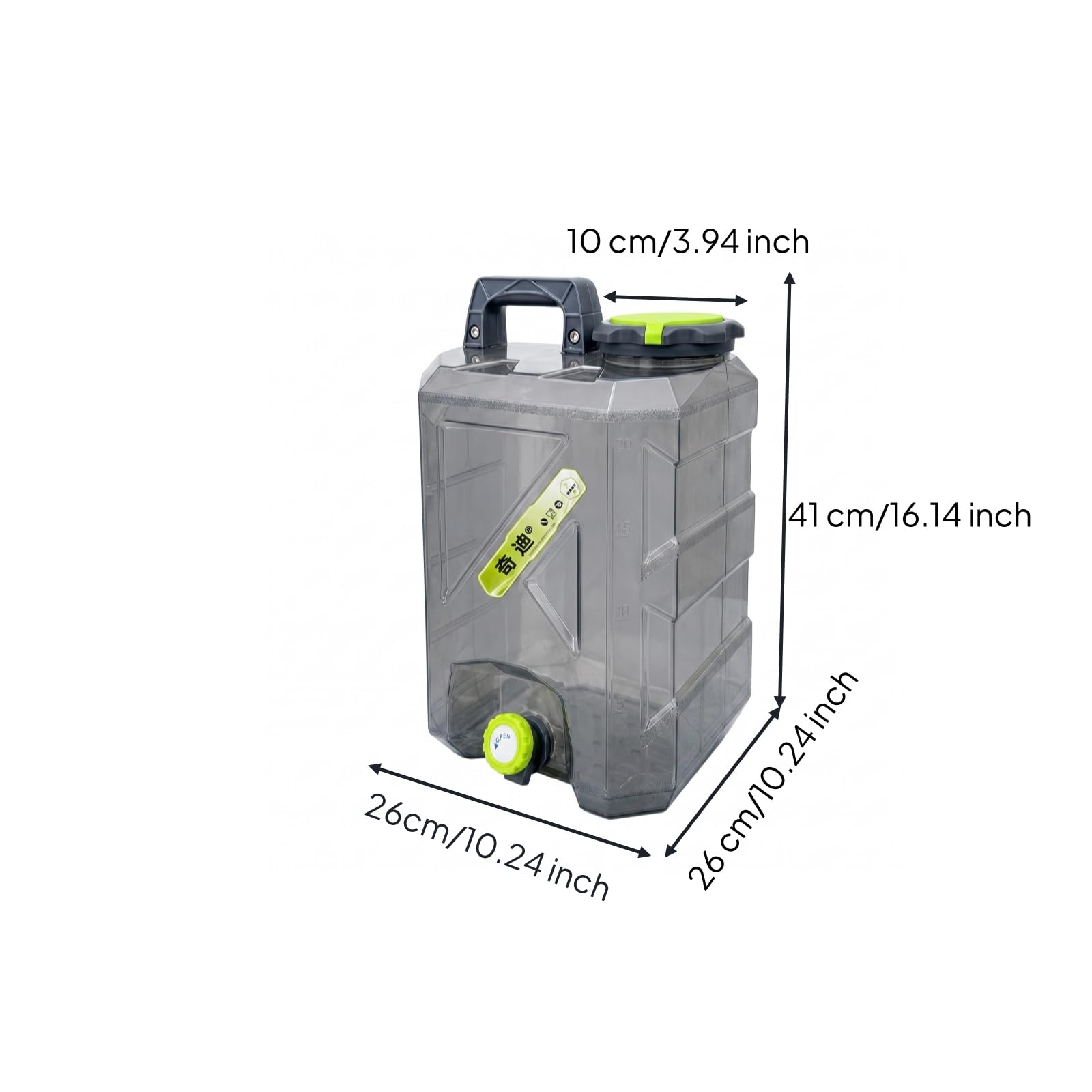 Tanica Acqua con Rubinetto Classe Alimentare Contenitore Acqua Potabile con Rubinetto senza BPA per Auto, Esterno, Grigio, Grigio Fantasma, 20L