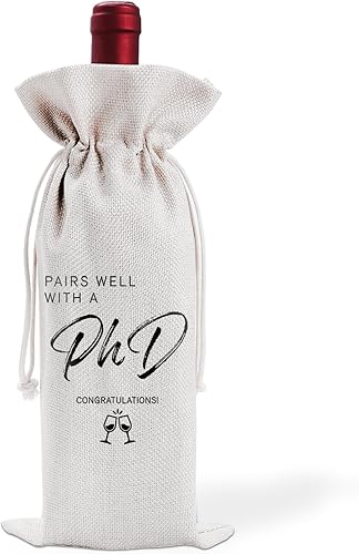 Bolsa de vino de regalo de graduación de doctorado, bolsa de vino para graduación de doctorado, bolsa de vino con cordón, regalo de graduación para