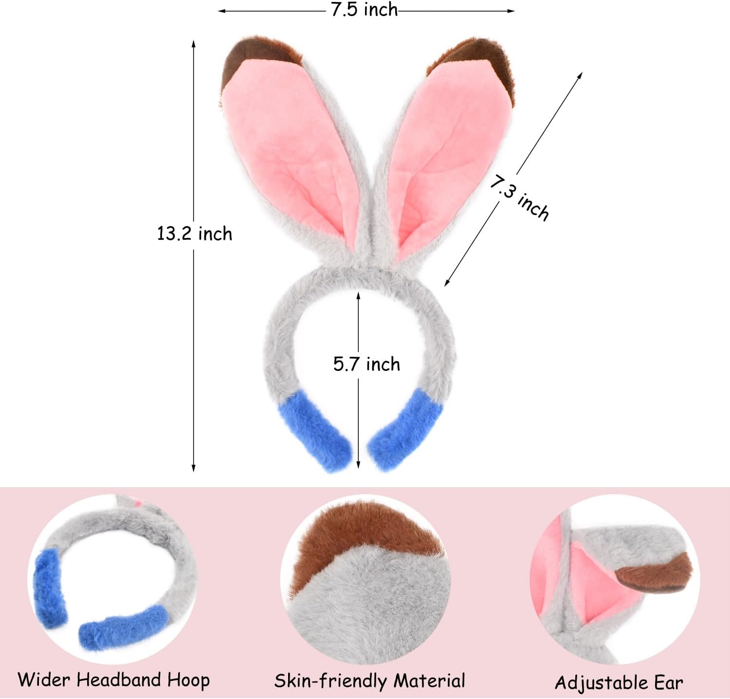 2 PCS Bunny and Fox Ears Headdband-Halloween Christmas Festival Theme Party Cosplay Costume Accessory for Kids and Adults - Image 2