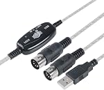 TENINYU USB à MIDI Câble de conversion 2 en 1 PC vers Music Synthesizer Studio Keyboard Interface Wire Controller Câble Adaptateur Cord 16 Prise en charge de la chaîne Windows Laptop