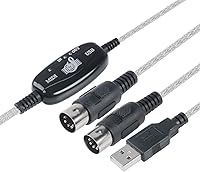 Vista 1 de TENINYU Convertidor de cable USB a MIDI 2 en 1 PC a sintetizador Interfaz de teclado de estudio de música, cable adaptador de enchufe de cable, 16