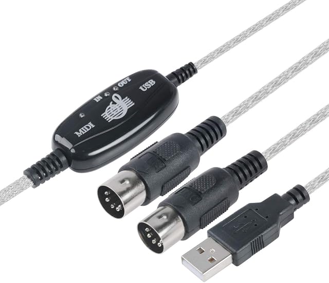 TENINYU USB à MIDI Câble de conversion 2 en 1 PC vers Music Synthesizer Studio Keyboard Interface Wire Controller Câble Adaptateur Cord 16 Prise en charge de la chaîne Windows Laptop