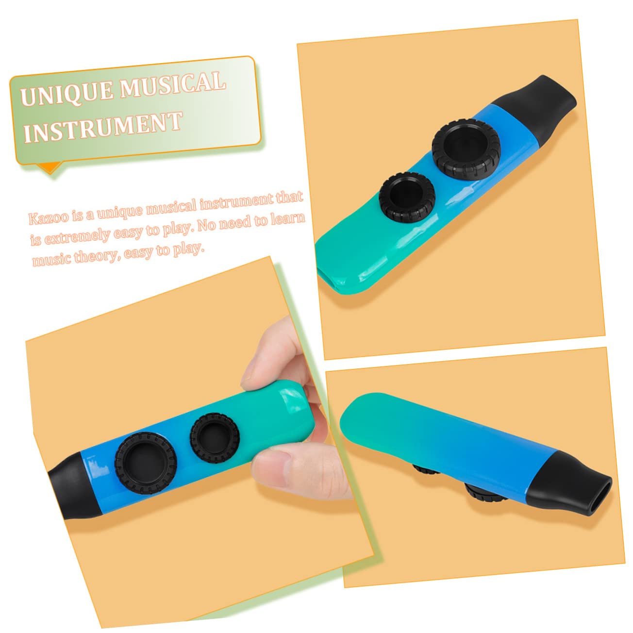 BESTonZON 2juegos Kazoo Doble Orificio Para Niño Niña Instrumento Musical Profesional Para Acompañar Guitarra Ukulele y Kazoo De Degradado Fácil De Usar y Portátil