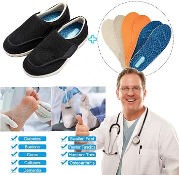 Wide Shoes Men's Diabetic Shoes Men's Orthopaedic Shoes Men's Wide Therapy Shoes Men's Extra Wide Adjustable Walking Shoes for Foot Swelling Grey 41 EU